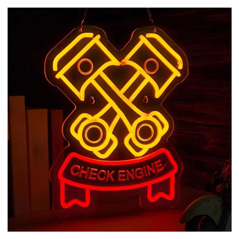 Auto Repair Shop Signs - Check Engine Neon Sign For Auto