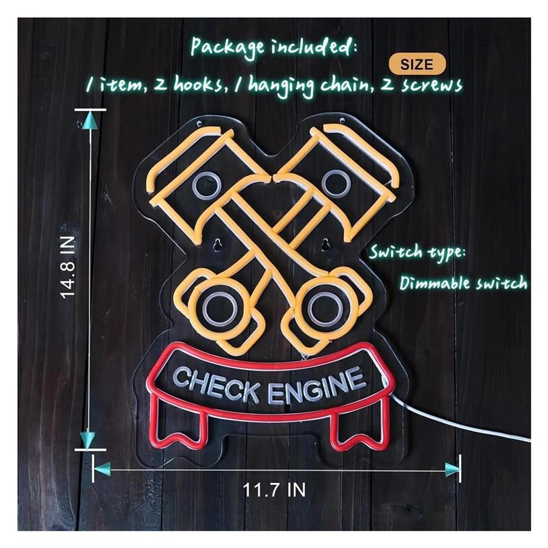 Check Engine Neon Sign For Aut - đánh giá và giá Auto Repair Shop Signs