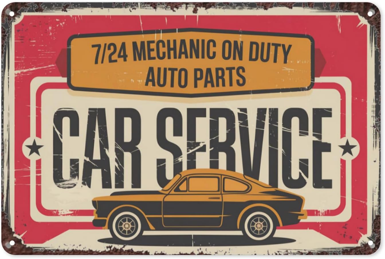 Car Service Retro Tin Sign, 8X - đánh giá và giá Auto Repair Shop Signs